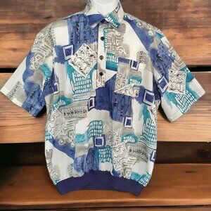 1980's Cruise Theme Night Dad Pullover Shirt Size XL Ribbed Hem Pocket Polyester